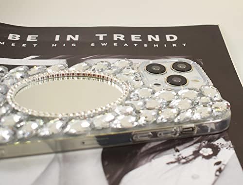 Poowear Caso para iPhone 14 Pro Max, 3D Made Bling Bling Rhinestone Diamonds Luxury Sparkle Mirror Case Girls Mulheres Cristais Full Bling Diamante