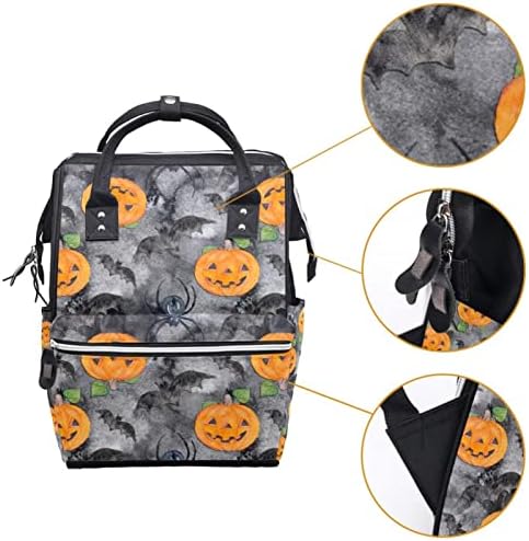 Pintura de Halloween Backpack de fraldas de abóbora com bolsas trocas para meninas garotas meninas mamãe bolsa