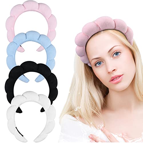 Yoiemivy 4 PCs Spa Bandada para a cabeça para mulheres maquiagem de esponja de maquiagem de cabeça de cabeça acolchoada