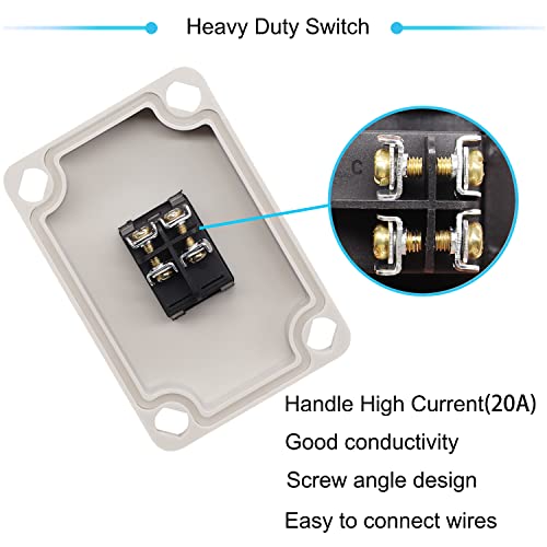 HMKNAna IP67 interruptor do cordão embutido a água 12V DC + IP67 Interruptor de cordão embutido à prova d'água AC 16A/250V