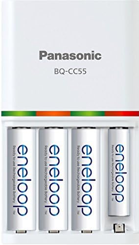 ENELOOP Panasonic BK-3MCCA12FA AA 2100 Ciclo NI-MH Baterias recarregáveis ​​pré-carregadas e BQ-CC55SBA Bateria individual avançada