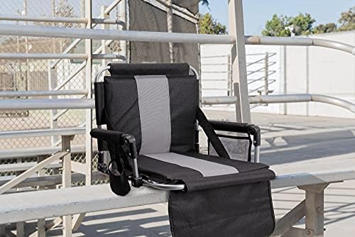 Let's Camp Folding Stadium Bleacher Chair com porta -copos, malha de malha e esconder ganchos, cadeira portátil com
