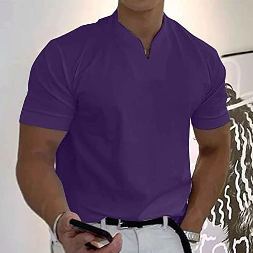 Camisas de manga curta masculinas 2023 Tops de verão casuais camisetas de decote em V Slim fit