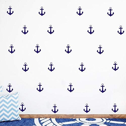 Conjunto de 48 adesivo de parede de padrão de 48 âncora Vinil Sailing Decalque da parede náutica- garotos da sala de meninos interiores decoração mural