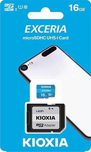 Kioxia 16 GB Microsd Exteria Flash Memory Card w/adaptador U1 R100 C10 Full HD Alta velocidade de leitura 100MB/S LMEX1L016GG2