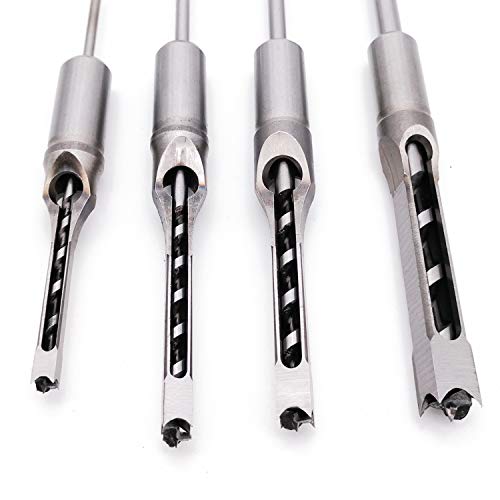 Necygoo Woodwork Drill Bits 4pcs Wood Square Hole Mortising Bits Chisel Bits 1/4 5/16 3/8 1/2 ou 6,4mm 8mm 9,5mm 12,7mm