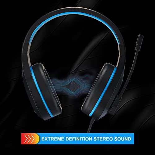 Fone de ouvido emone 601 para o interruptor Xbox PS4 PS5, fones de ouvido com excesso de ear com fio com microfone de cancelamento de ruído ativo ajustável para PC & Mac, azul