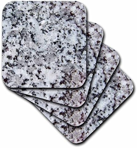 3drose cst_157792_4 Impressão de textura de rocha de granito cinza Gráfico fotográfico, cristais pretos cinza Malhas de azulejo ígneas polidas, conjunto de 8
