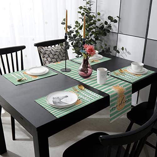 Summer Cotton Linen Placemats Conjunto de 6 com tabela corredor de 90 polegadas Hello Hello Sunshine Summer Summer