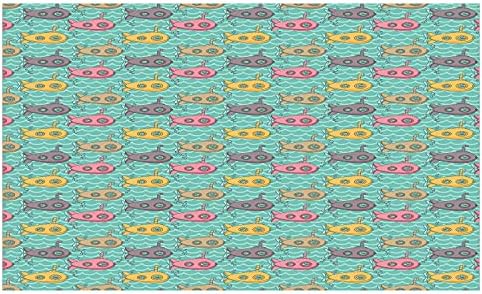 Porta de dentes de dentes cerâmicos submarinos de Ambesonne, submarinos coloridos de desenhos animados sob a composição de padrões de diversão náuticos do mar, bancada versátil decorativa para banheiro, 4,5 x 2,7, multicolor