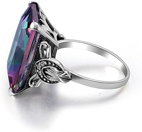 Aura Jóias brilhantes 925 Silver Mystic Rainbow Topázio Jóias de noivado Tamanho do anel de noivado 6-10