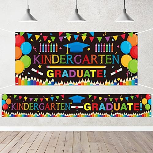 Watinc 2pcs Jardim de infância Banner de cenário de graduação, pré -escolar extra -escolar Decoração de fundo de graduação, festa de pós -graduação para a celebração da escola para crianças