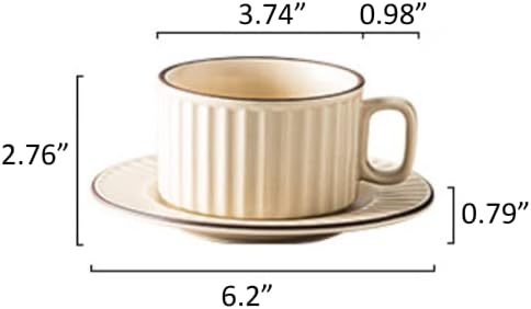 Jimiruigro Ceramic Lattee Coffet e pires, 8,5 onças de porcelana fosco de cappuccino copos de café expresso com colher, lavadora