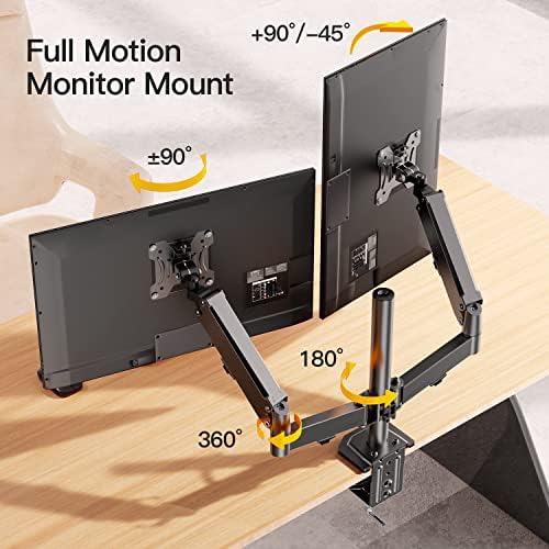 Suporte de monitor duplo ergear, montagem de mesa de monitor ajustável para telas de até 30 polegadas, o braço de monitor de mola de movimento de movimento completo mantém até 17,6 libras, max vesa 100x100mm