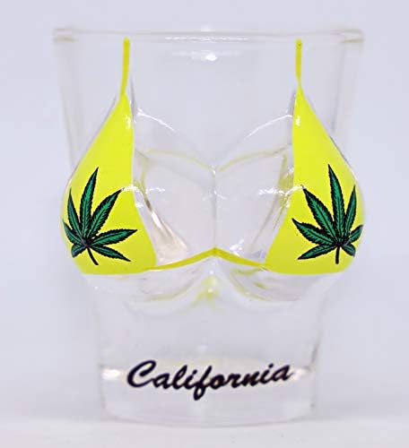 California Pot Leaf Bikini Bust 3D Shot Glass