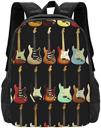 AseeLo Art Guitar Pattern School Backpack Backpack da faculdade Backpack Casual Bookbag Daypack para meninos meninos adolescentes