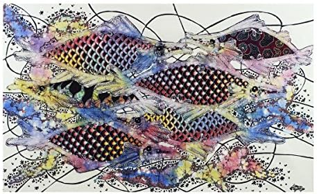 Batik Art Painting, 'Fish & Prosperity' por Agung