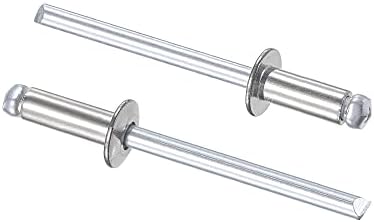 rebites cegos de Uxcell 304 Aço inoxidável 3,2 mm de diâmetro de 9 mm comprimento de alcance prata 100pcs