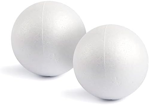 Bolas de espuma de embalagem de 2 pacote de juvale para artesanato, esferas de poliestireno branco redondo de 6 polegadas para projetos de bricolage, ornamentos, modelagem escolar, desenho