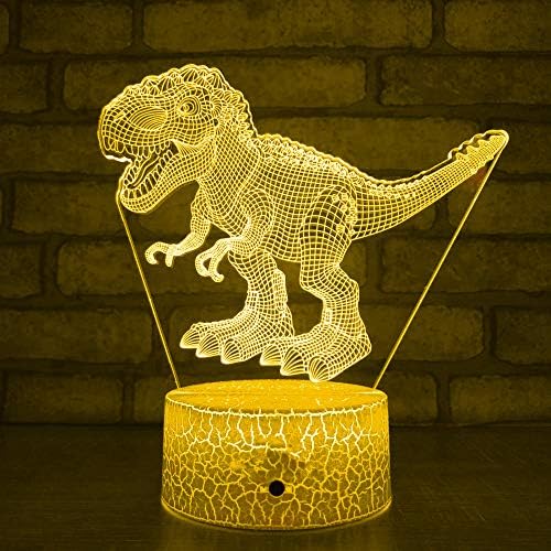 Jinnwell 3D Dragon Dinosaur Night Lâmpada leve Ilusão LED 7 Alteração de cor Touch Touch Tound Tound Tound Decoration Lâmpadas