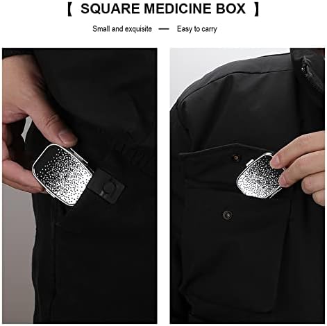 Caixa de comprimido quadrado Caixa de comprimidos brancos preto Organizador da pílula de estojo de metal para bolsa de bolso e viagem
