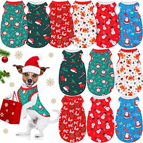 12 peças Camisa de cão de Natal Camisa de cachorro em massa roupas de Natal Casas de filhote de cachorro para cachorros para cães pequenos Casa de Natal e Festas de cães