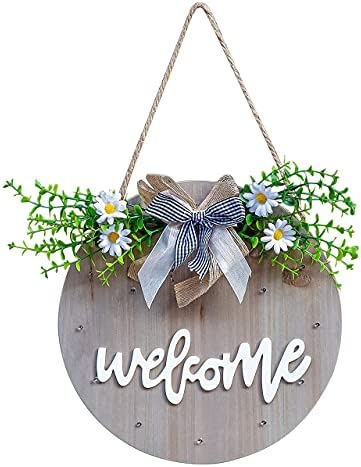 Duraeasy Wooden Welcome Sign com textura de madeira natural para a varanda Front Door Farmhouse 14 LEVS LUZES APRENDIDO A FUNÇÃO DO TIMER