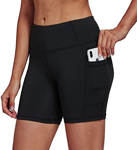 Jimilaka feminino 8 /5 /2 shorts de bicicleta de cintura alta com bolsos de yoga executando shorts de compressão atlética