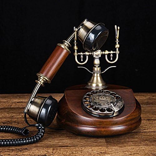 Wood Antique Telefone Dial rotativo Retro Telefone antiquado em casa Telefone fixo American Creative Fixed Telefone fixo