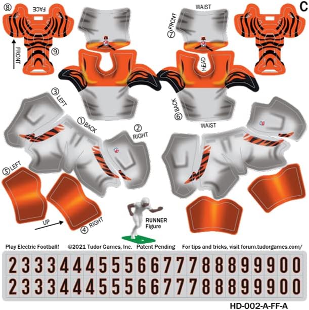 Tudor Games Cincinnati Bengals NFL Away UNI-FORMS, Kit de figura de ação de 11 jogadores, Alternate 2004-2020