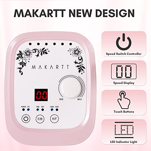 MAKARTT PERNOD BRILL Professional 35000rpm Máquina de arquivo de unhas elétricas, Efile de unhas Genesie com tela LCD, broca definida para pregos de gel de acrílico Remoção, modelagem, polimento, unhas de unhas