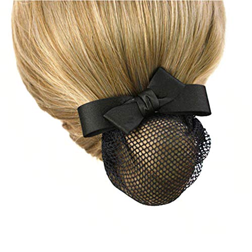 Clipe de cabelo feminino, barrette de fita com chignon líquido, capa profissional de pão de cabelo, tampa de pão preto gravata