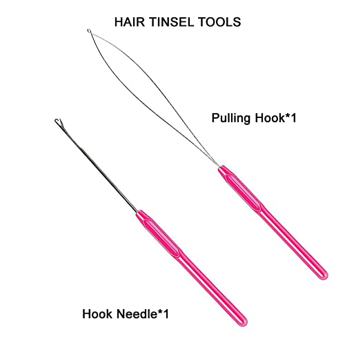 Kit de tinsel de cabelo com ferramentas 47 polegadas 1200 fios Glitter Tinsel Hair Extensions