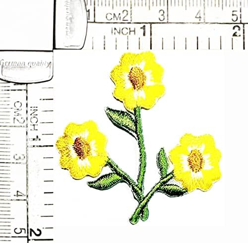 Kleenplus Mini Amarelo Flor Rosa Ferro em Retações Blossoms Planta Estilo de moda Planta Motivo Bordado Aplique Decoração do Emblema