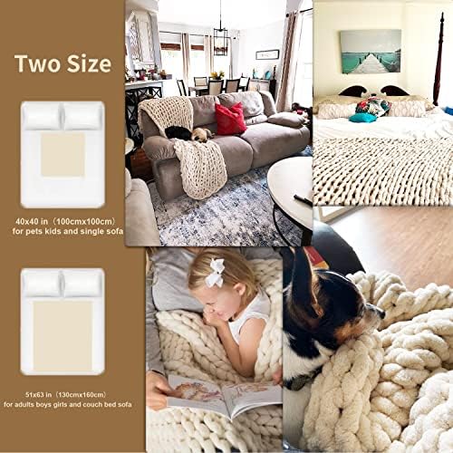 Libcmlian Cream robuste bico de malha Throw 40 x40 Luxo Chenille Yarn Clanta