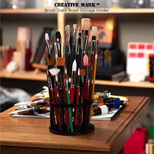 Creative Mark Brush Crate Brush Storage - Brace Crate para pintura, artistas, secagem e muito mais! - Preto
