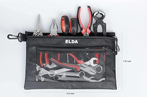 Bolsa de ferramentas ELDA com organizador de zíper e armazenamento para homens clipe de múltiplos fins de serviço pesado à prova d'água na bolsa de zíper, 2 pacote