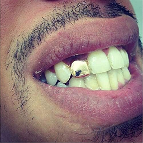 Onwon 2 pedaços 14K Bated Grillz Hip Hop Top Tooth Single Grill Cap para a boca dos dentes