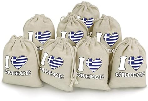 Eu amo a bandeira grega grega saco de traços de armazenamento bolsas de doces de doces de presente reutilizáveis ​​e