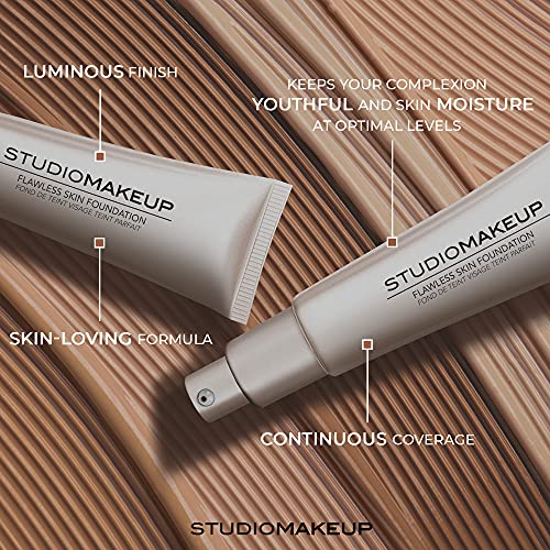 Fundação de pele impecável Studiomakeup com ácido hialurônico para hidratação de pele -base hidratante radiante para