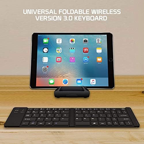Funciona da Celllet Ultra Slim Folding Wireless Bluetooth Teclado compatível com o Samsung Galaxy A41 com o teclado recarregável do teclado FullSize!