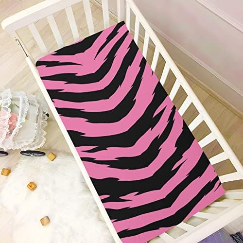 Alaza rosa zebra tigre lençóis de berço de berço de berço para meninos meninas bebês criança, mini tamanho 39 x