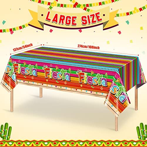 Jectivs 6 peças Fiesta mexicana Fiesta Decorações de toalhas de mesa, plástico Cinco de Mayo Tabela de mesa de mesa impressa