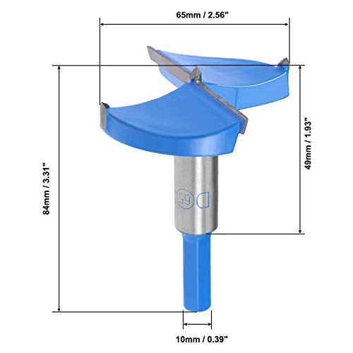 FORTNER DRINHA BITS 65MM, TUNGSTEN CARBIDO ARIGEDOR DE ERAÇÃO DE MULHO DE CARBIDO SERÃO AUMPRO, CORTA DE BUCA DE ERRO DE FUCHA DE FUNHAGEM DE LINDAGEMA, BING ROUNHO BULHO PARA DIATÓRIO DE MADEIRA （1 PCS）