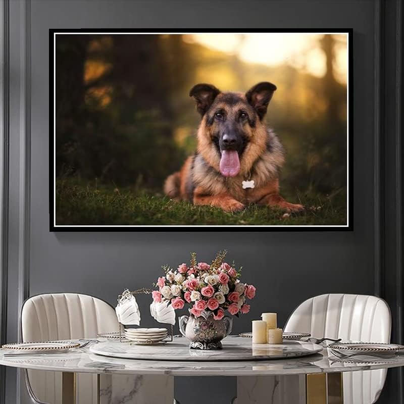 Pastor alemão Cão de estimação fofa cachorro Diy 5d Diamond Pintura Kits Landscape Animal Arts Craft para decoração