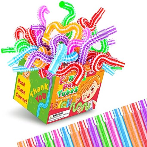 Pop Tubes 60 Pacote Favores de festa infantil infantil e presentes de sala de aula Tubos de doces de estiramento sensorial para