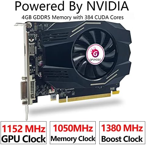Gpvhoso geForce GT 1030 4GB GDDR4 VÍDEO GRAPHICS CARTA GPU SOMENTO DE REFRIGENÇÃO DO FAN SYSTEMHDMI/DVI-D, DIRECTX 12,