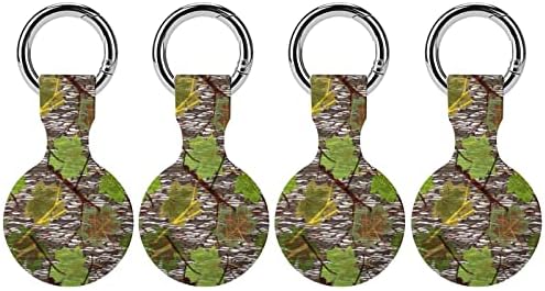 Camuflagem com folhas de bordo estojo de silicone impresso para airtags com chave de techain de protetora tag tag rastrear acessórios rastreadores titular