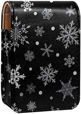Natal Papai Noel Claus Elk Deer Snowfalkes Case de batom com espelho para o mini batom de lipstick de bolsa Bolsa cosmética, 9,5x2x7 cm/3.7x0.8x2.7 em