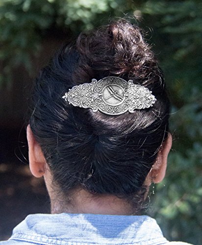 Clipe de cabelo de libélula vitoriana, barrette de metal extra grande artesanal fabricado nos EUA com um clipe francês